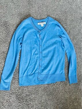 Amazon Essentials Blue Women's Button-Up Cardigan Sweater
